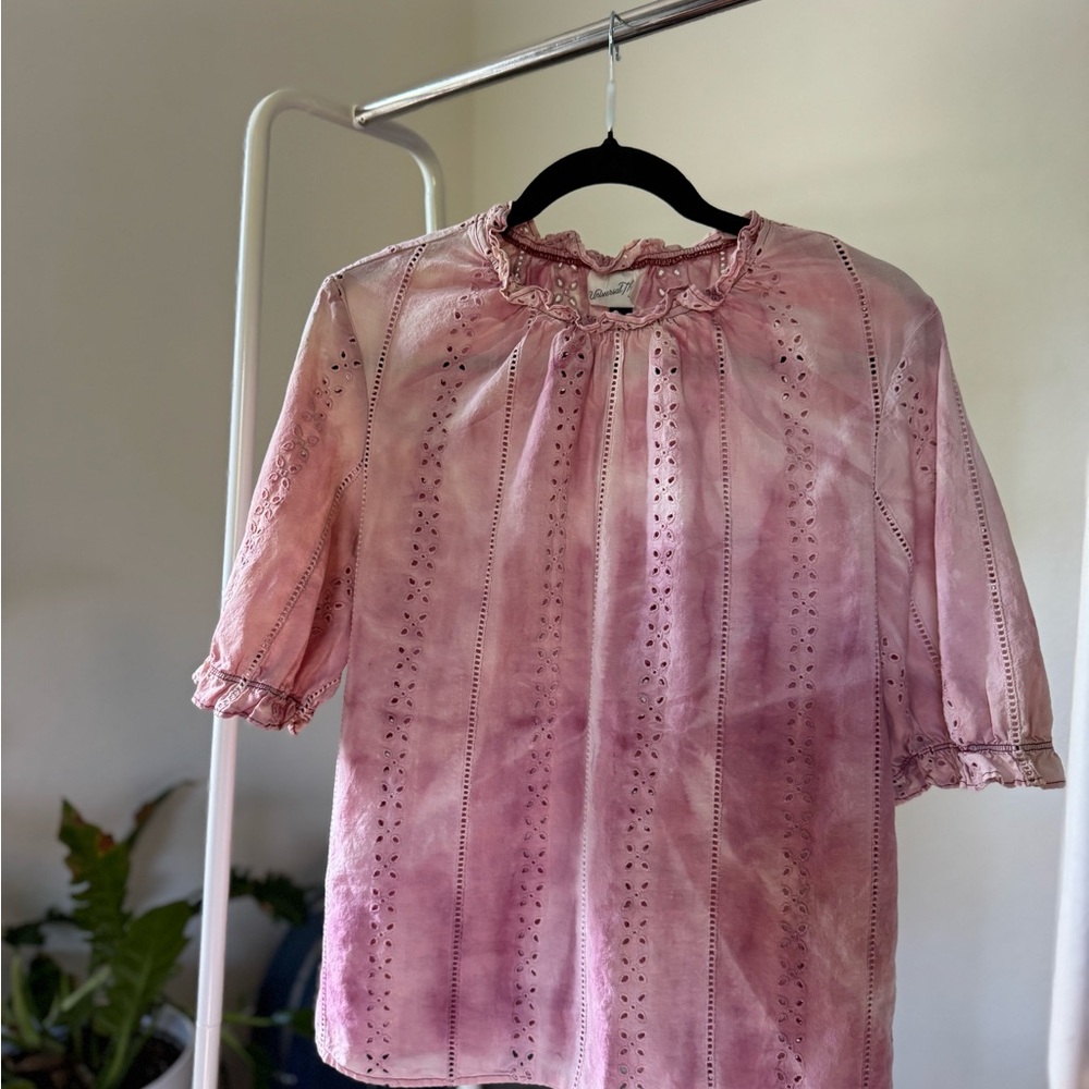 Universal Thread Pink Eyelet Top - image 7